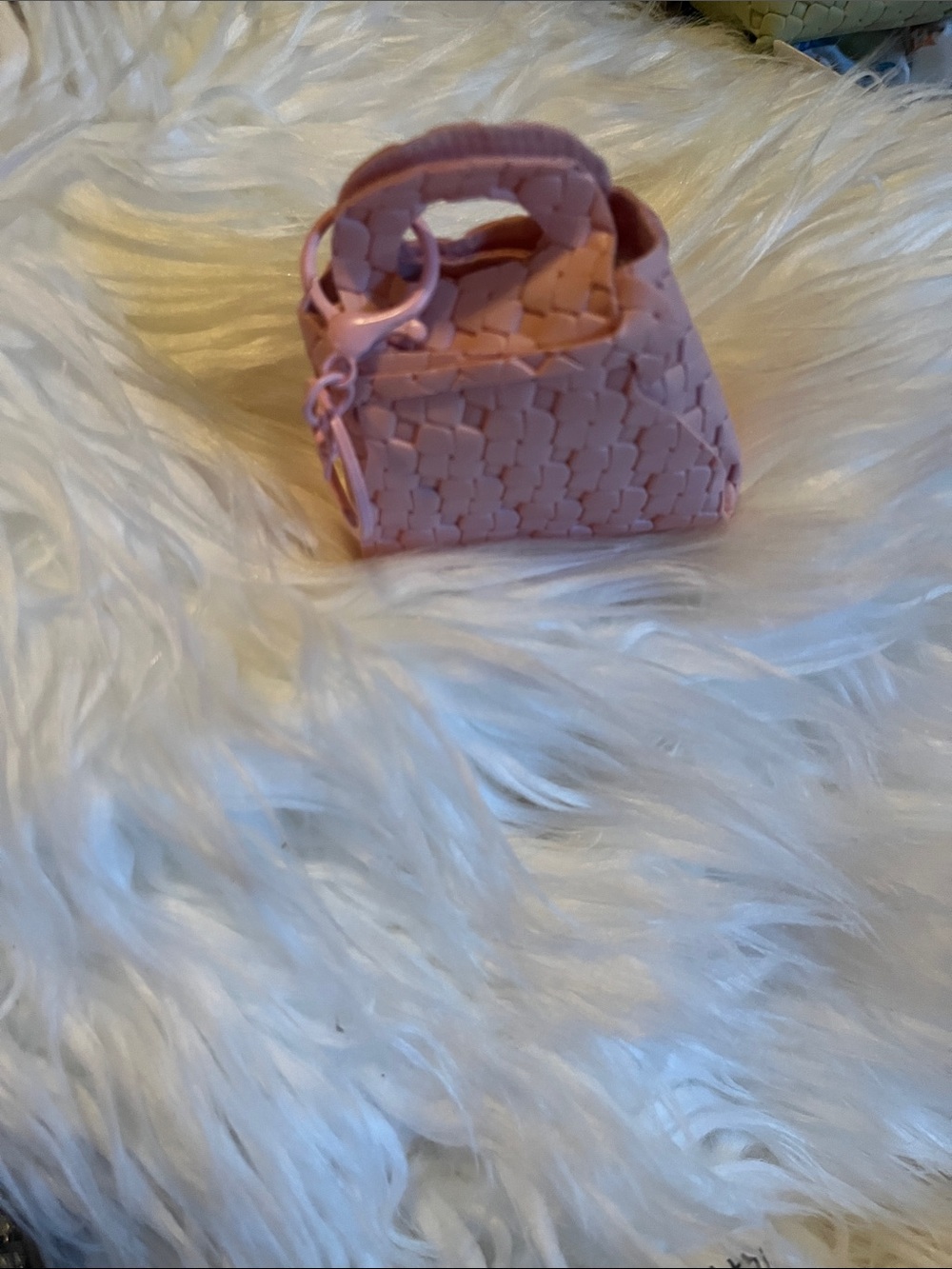 Pink Woven Mini Handbag Keychain - Unbranded
